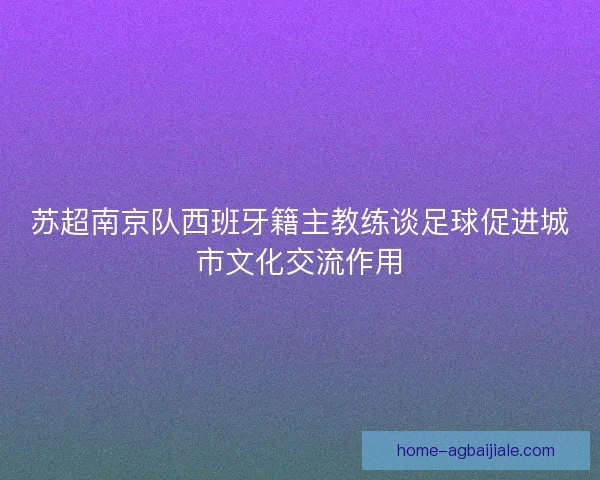 苏超南京队西班牙籍主教练谈足球促进城市文化交流作用