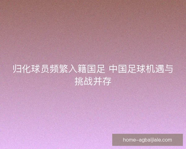 归化球员频繁入籍国足 中国足球机遇与挑战并存